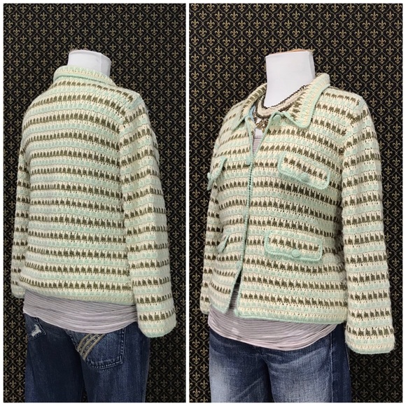 2003 Anthro “Classic Knit Jacket” by HWR Monogram - Picture 14 of 16